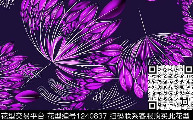 抽象扇子羽毛数码印花华亿平台下载（图片编号: 1240837） - 瓦栏（Walan）