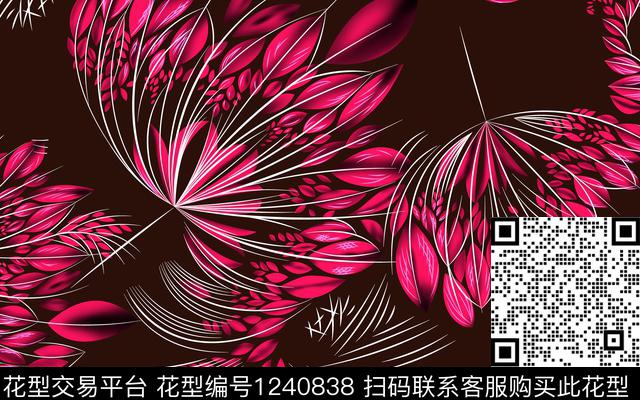 抽象扇子羽毛数码印花华亿平台下载（图片编号: 1240838） - 瓦栏（Walan）