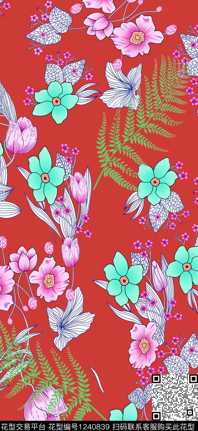 花卉小碎花提花华亿平台数码印花华亿平台下载（图片编号: 1240839） - 瓦栏（Walan）