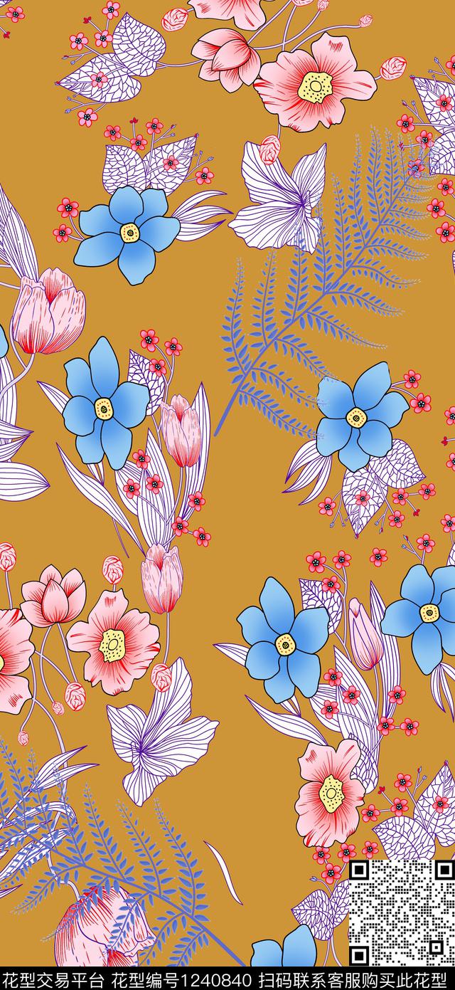 花卉小碎花提花华亿平台数码印花华亿平台下载（图片编号: 1240840） - 瓦栏（Walan）