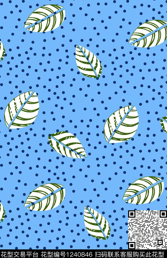 圆形绿植树叶提花华亿平台数码印花华亿平台下载（图片编号: 1240846） - 瓦栏（Walan）