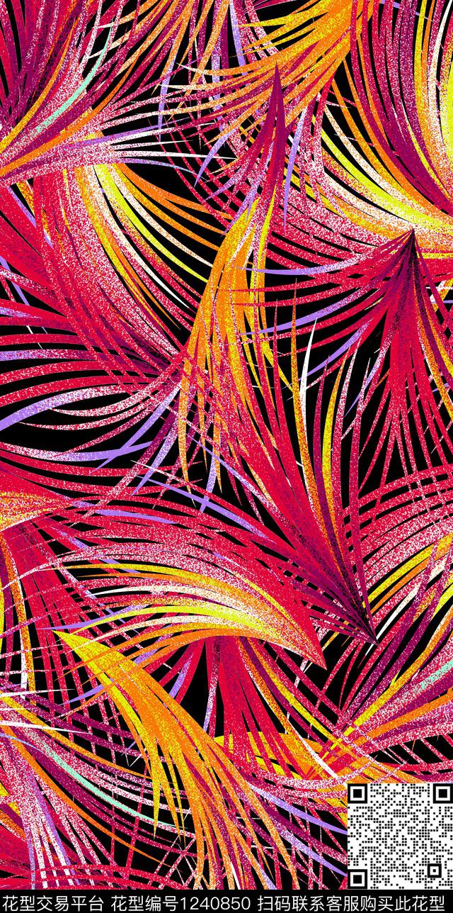 抽象绿植树叶数码印花华亿平台下载（图片编号: 1240850） - 瓦栏（Walan）