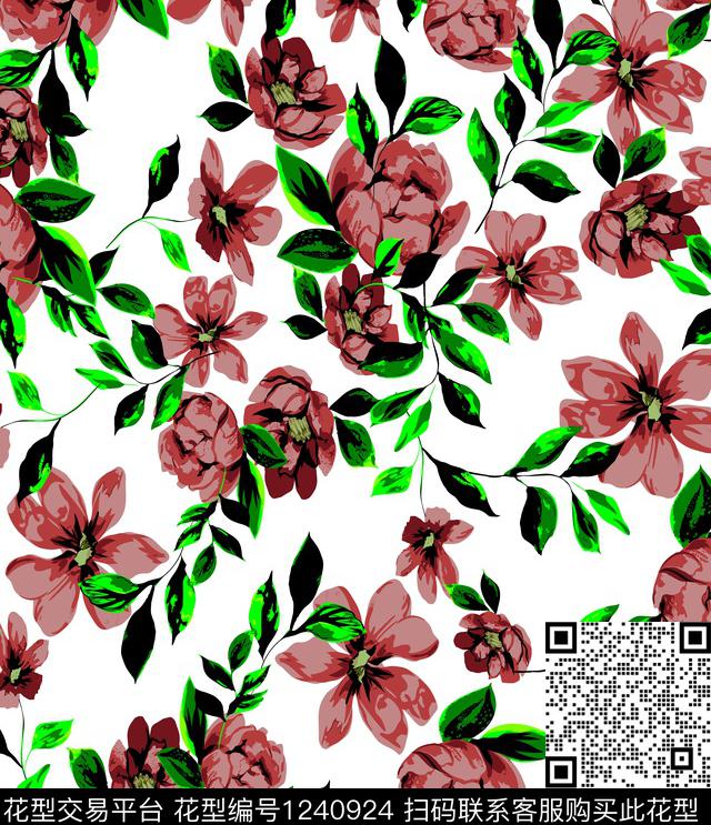 花卉绿植树叶大牌风传统印花华亿平台下载（图片编号: 1240924） - 瓦栏（Walan）