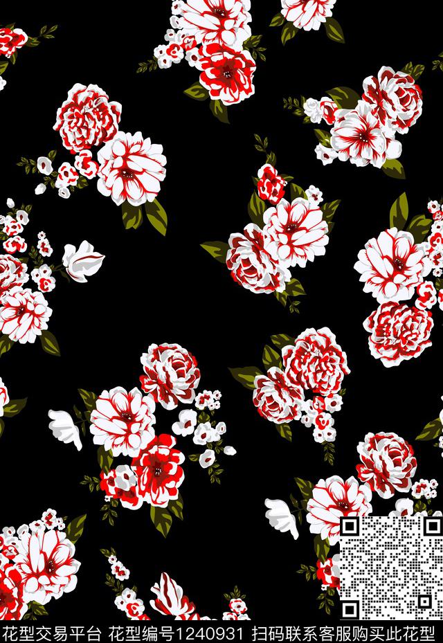 花卉小碎花大牌风数码印花华亿平台下载（图片编号: 1240931） - 瓦栏（Walan）