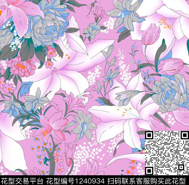 花卉大牌风提花华亿平台数码印花华亿平台下载（图片编号: 1240934） - 瓦栏（Walan）