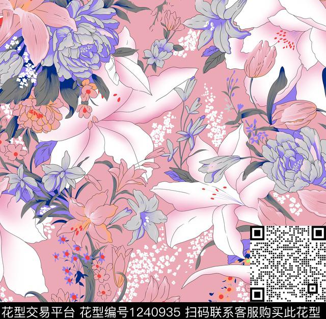 花卉大牌风提花华亿平台数码印花华亿平台下载（图片编号: 1240935） - 瓦栏（Walan）