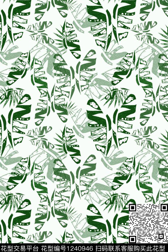 花卉绿植树叶休闲传统印花华亿平台下载（图片编号: 1240946） - 瓦栏（Walan）