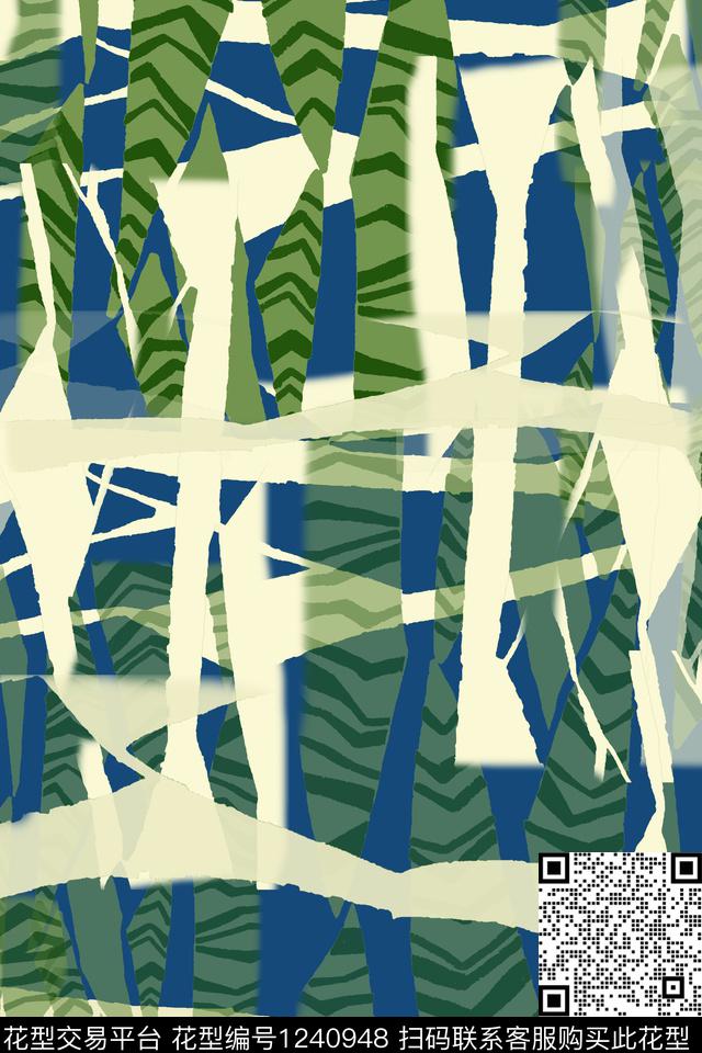 绿植树叶休闲抽象数码印花华亿平台下载（图片编号: 1240948） - 瓦栏（Walan）