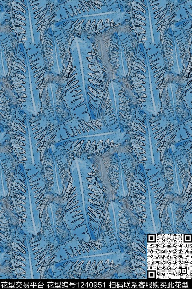 绿植树叶休闲迷彩图案数码印花华亿平台下载（图片编号: 1240951） - 瓦栏（Walan）