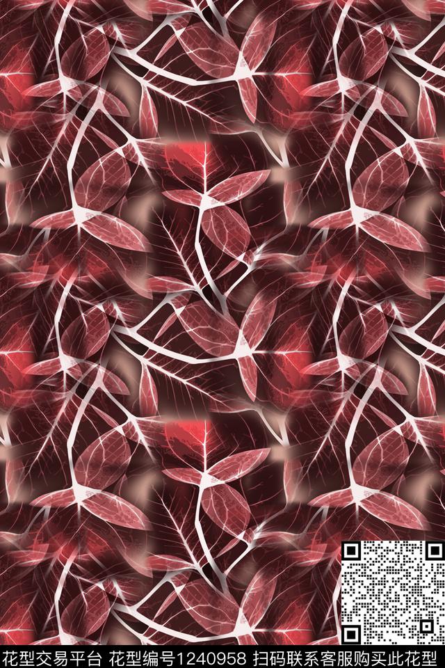 花卉绿植树叶休闲数码印花华亿平台下载（图片编号: 1240958） - 瓦栏（Walan）