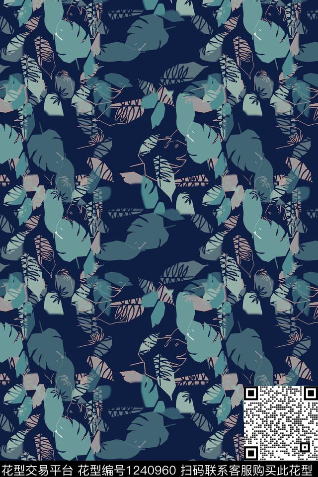 花卉绿植树叶休闲传统印花华亿平台下载（图片编号: 1240960） - 瓦栏（Walan）