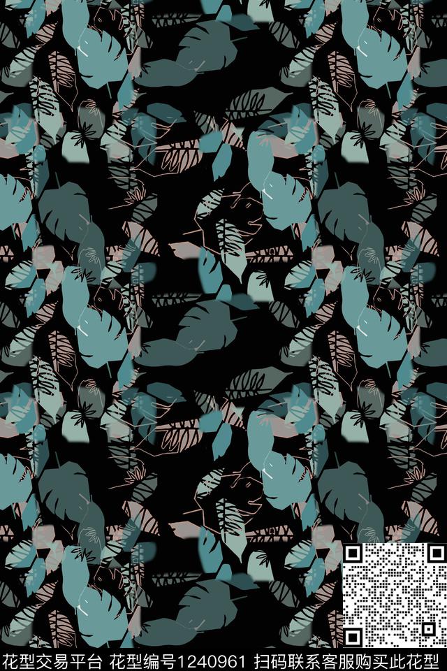 花卉绿植树叶休闲传统印花华亿平台下载（图片编号: 1240961） - 瓦栏（Walan）