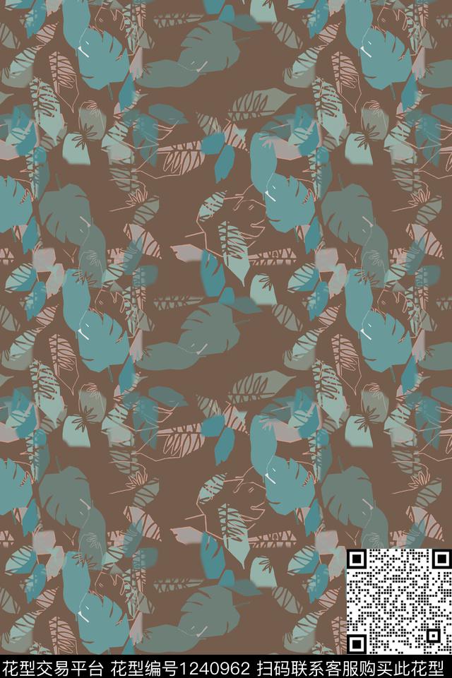 花卉绿植树叶休闲传统印花华亿平台下载（图片编号: 1240962） - 瓦栏（Walan）