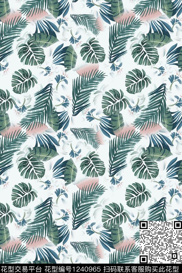 花卉绿植树叶休闲数码印花华亿平台下载（图片编号: 1240965） - 瓦栏（Walan）