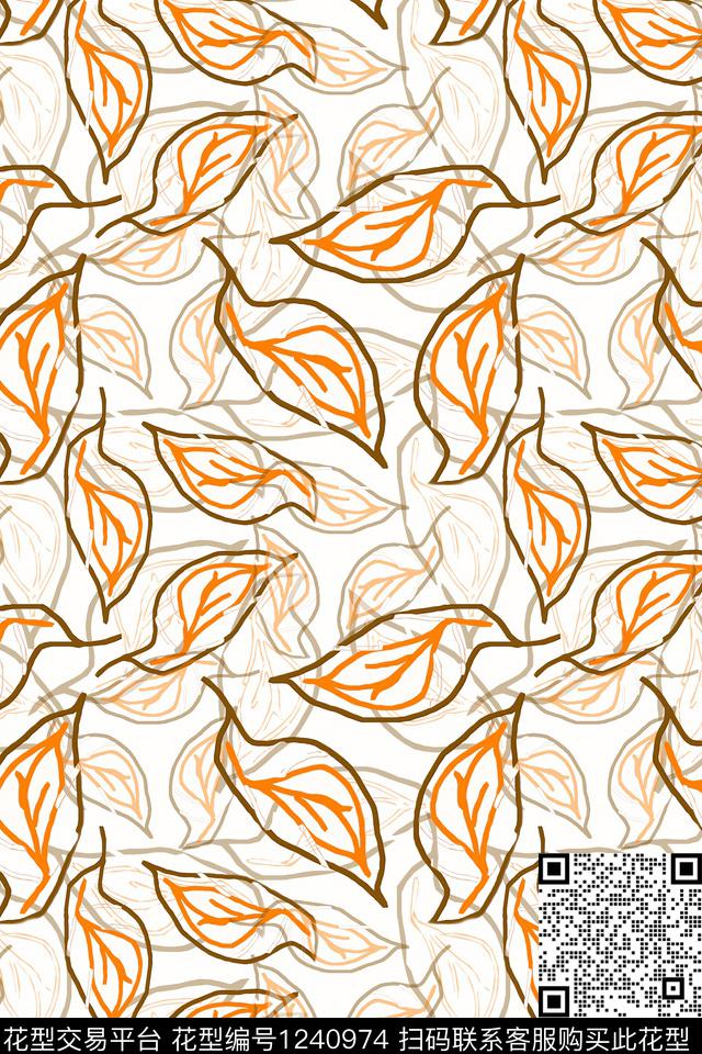 花卉绿植树叶休闲传统印花华亿平台下载（图片编号: 1240974） - 瓦栏（Walan）