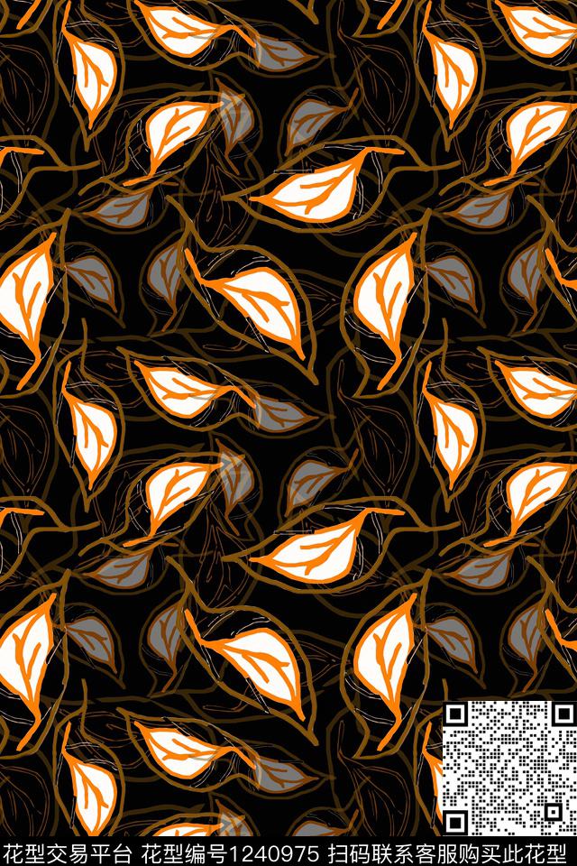 花卉绿植树叶休闲传统印花华亿平台下载（图片编号: 1240975） - 瓦栏（Walan）