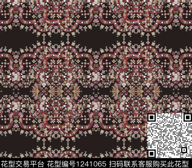 民族花卉宫廷风传统印花华亿平台下载（图片编号: 1241065） - 瓦栏（Walan）