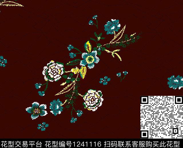 黑底花卉大牌风潮牌传统印花华亿平台下载（图片编号: 1241116） - 瓦栏（Walan）