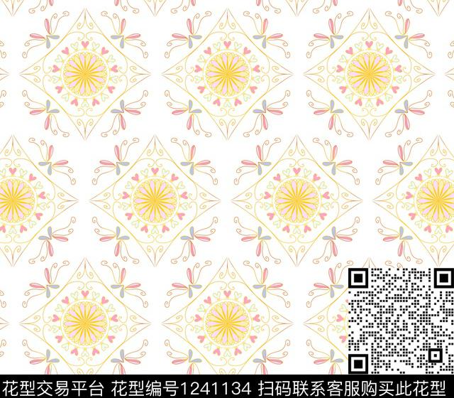 民族花卉漂亮雅致数码印花华亿平台下载（图片编号: 1241134） - 瓦栏（Walan）