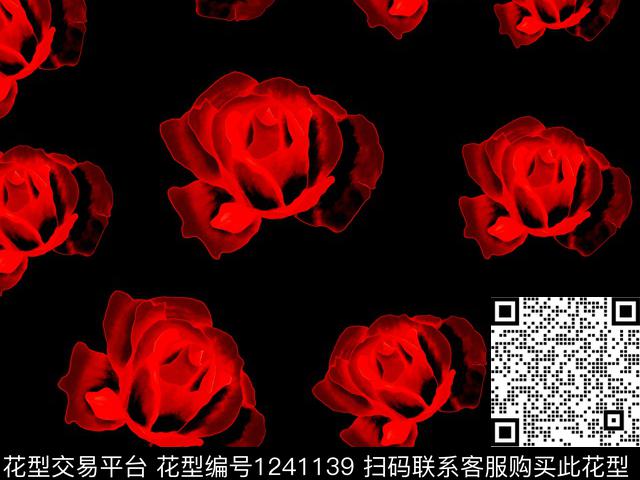 玫瑰花炭烧灵异数码印花华亿平台下载（图片编号: 1241139） - 瓦栏（Walan）