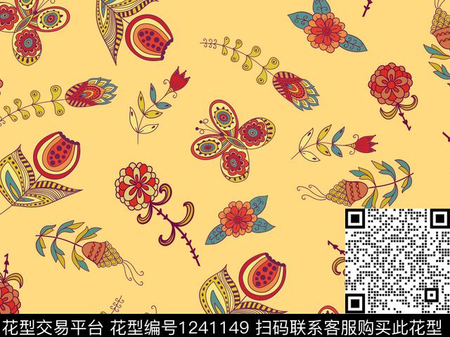 可爱卡通卡通花卉数码印花华亿平台下载（图片编号: 1241149） - 瓦栏（Walan）