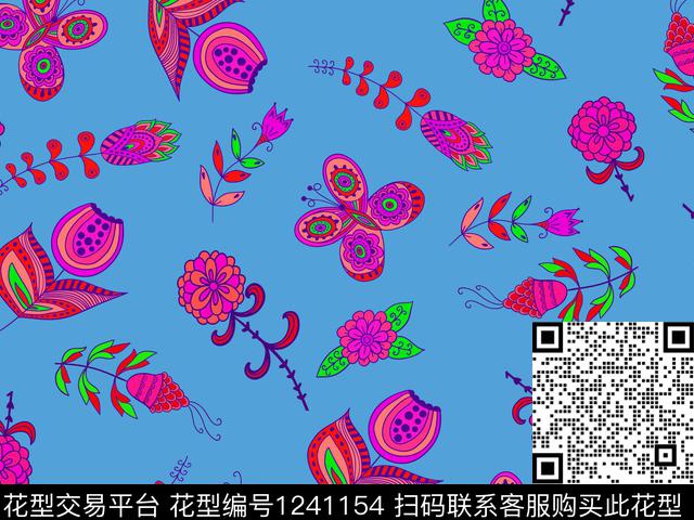 可爱卡通卡通花卉数码印花华亿平台下载（图片编号: 1241154） - 瓦栏（Walan）