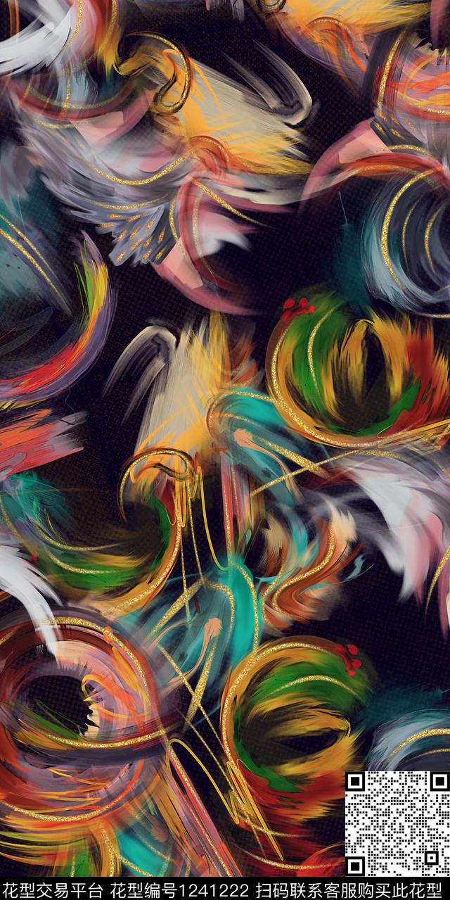 几何大牌风复古数码印花华亿平台下载（图片编号: 1241222） - 瓦栏（Walan）