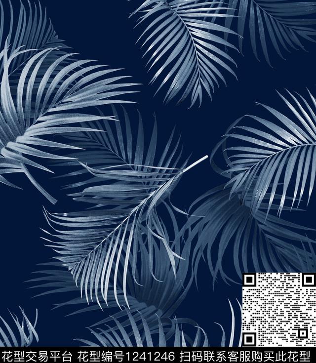 小碎花几何绿植树叶数码印花华亿平台下载（图片编号: 1241246） - 瓦栏（Walan）