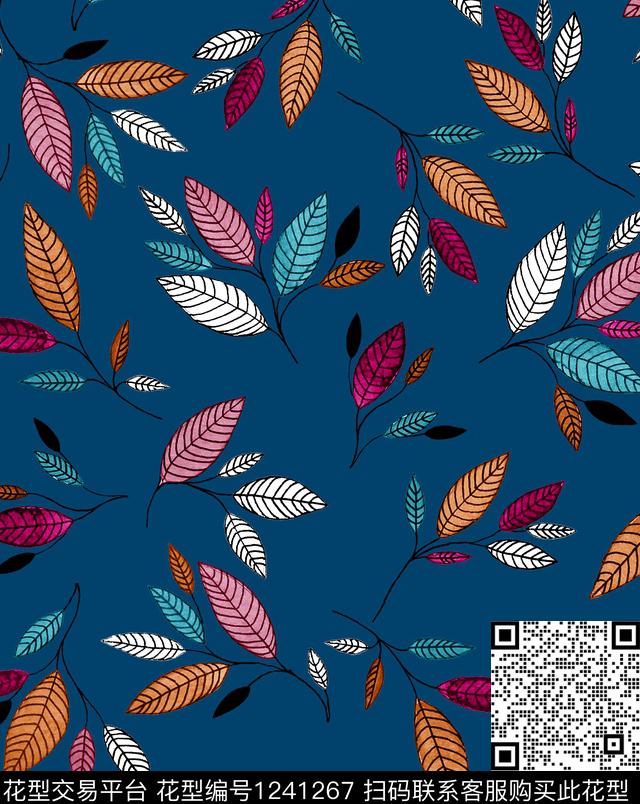 小碎花几何绿植树叶数码印花华亿平台下载（图片编号: 1241267） - 瓦栏（Walan）