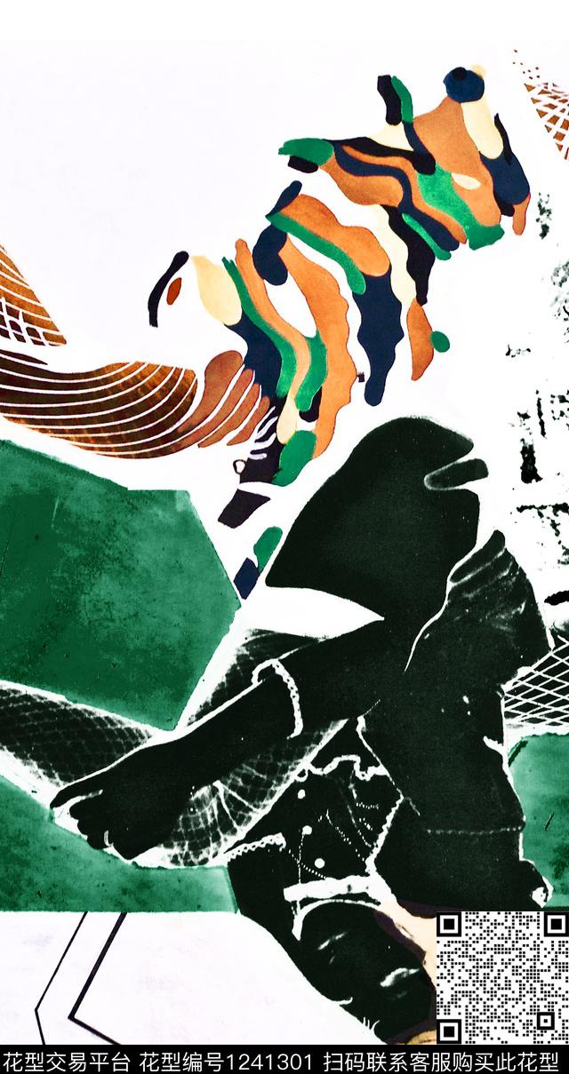 抽象男装手绘ZARA数码印花华亿平台下载（图片编号: 1241301） - 瓦栏（Walan）