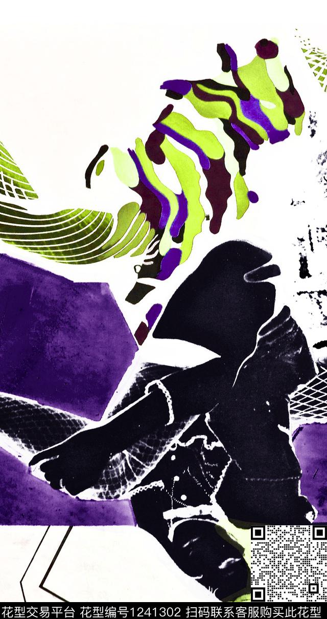 抽象男装手绘ZARA数码印花华亿平台下载（图片编号: 1241302） - 瓦栏（Walan）