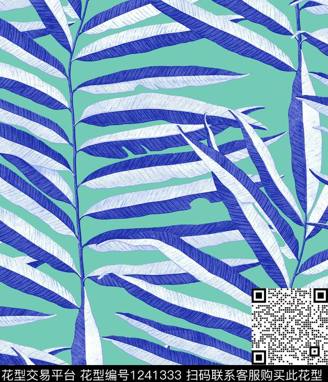小碎花几何绿植树叶数码印花华亿平台下载（图片编号: 1241333） - 瓦栏（Walan）