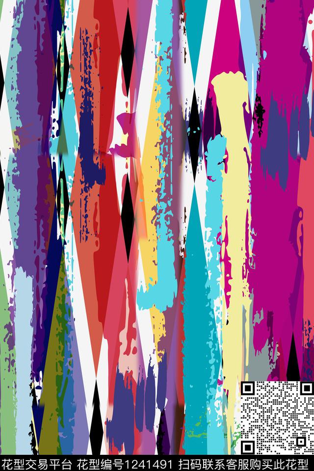 几何线条抽象传统印花华亿平台下载（图片编号: 1241491） - 瓦栏（Walan）