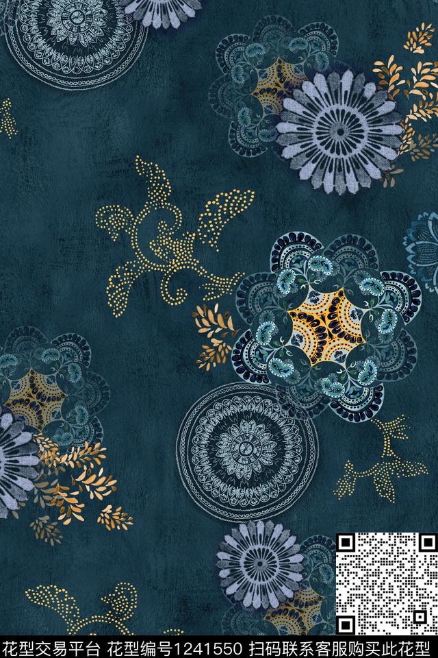 几何大牌风香云纱数码印花华亿平台下载（图片编号: 1241550） - 瓦栏（Walan）