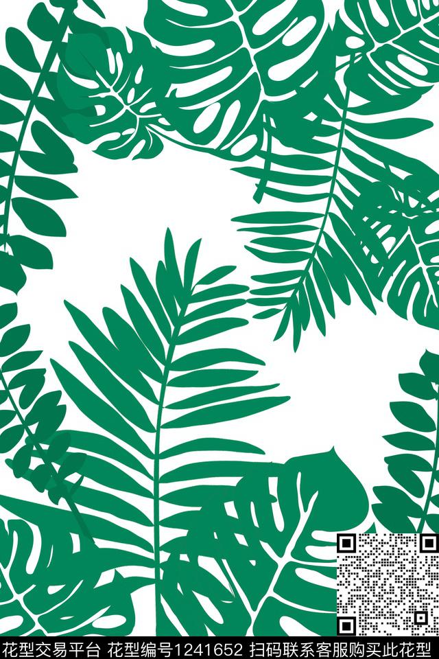 绿植树叶传统印花华亿平台下载（图片编号: 1241652） - 瓦栏（Walan）