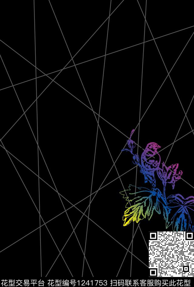 定位花花鸟几何定位数码印花华亿平台下载（图片编号: 1241753） - 瓦栏（Walan）