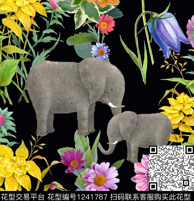 骷髅数码华亿平台花卉数码印花华亿平台下载（图片编号: 1241787） - 瓦栏（Walan）