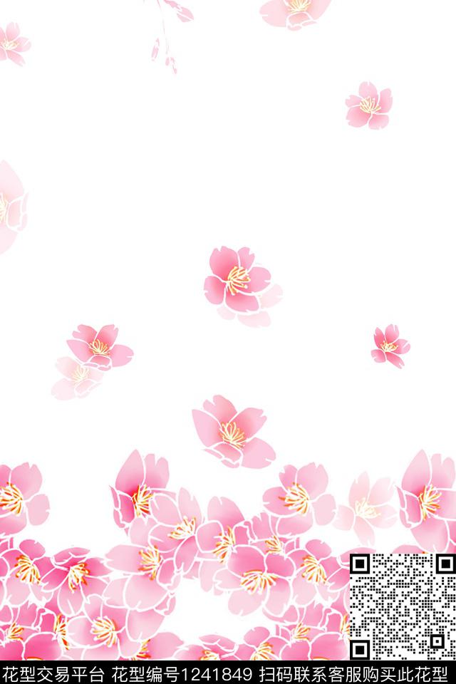 花卉家纺樱花数码印花华亿平台下载（图片编号: 1241849） - 瓦栏（Walan）