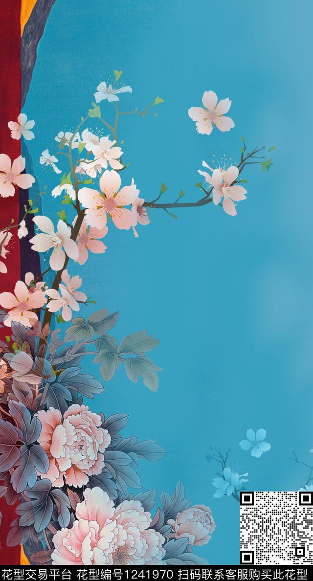 大牌风中国风定位花复古旗袍华亿平台数码印花华亿平台下载（图片编号: 1241970） - 瓦栏（Walan）