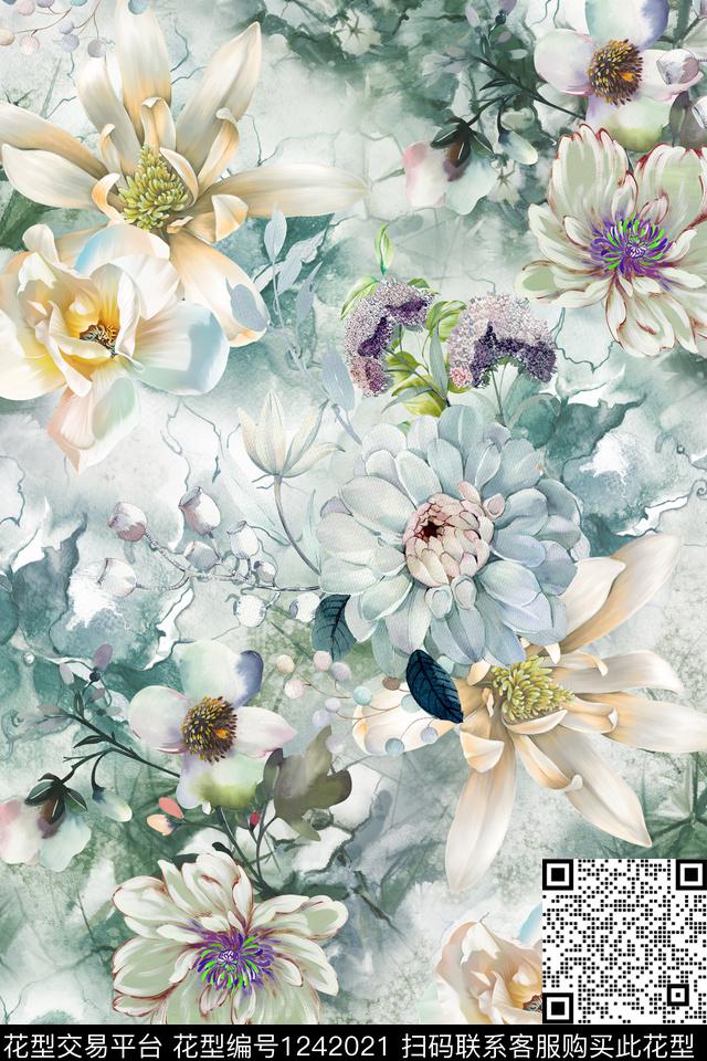 数码华亿平台花卉时尚数码印花华亿平台下载（图片编号: 1242021） - 瓦栏（Walan）