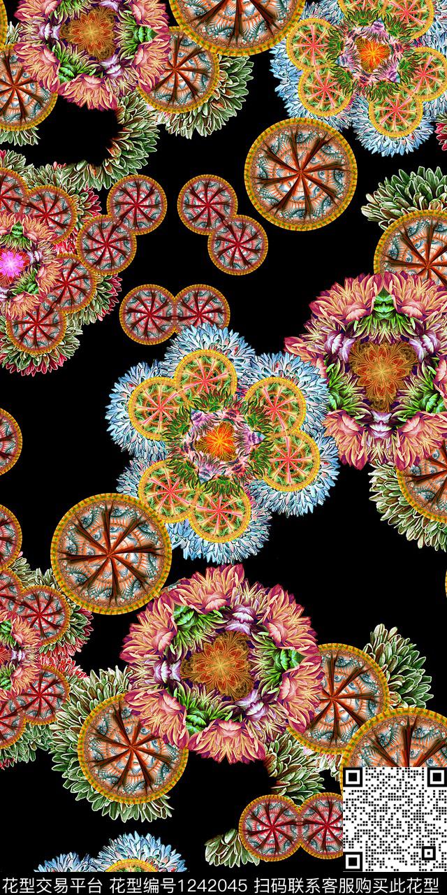 几何抽象民族风数码印花华亿平台下载（图片编号: 1242045） - 瓦栏（Walan）