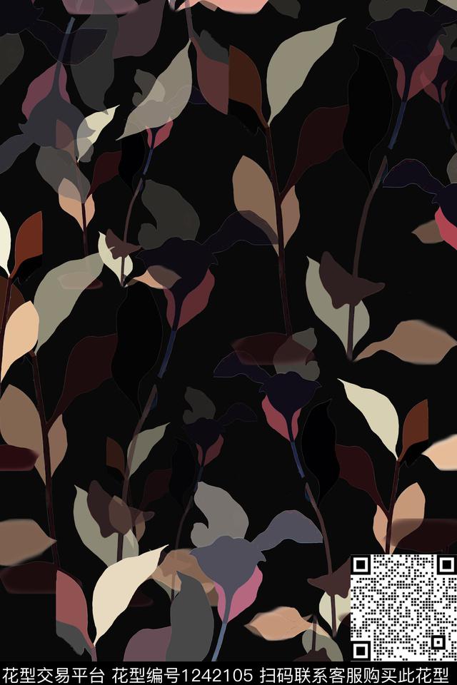 绿植树叶休闲青蓝雅韵系列传统印花华亿平台下载（图片编号: 1242105） - 瓦栏（Walan）