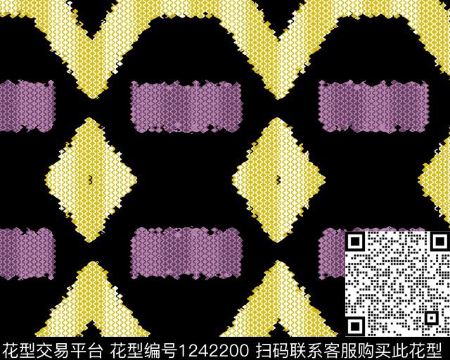 黑底花卉绿植树叶复古数码印花华亿平台下载（图片编号: 1242200） - 瓦栏（Walan）