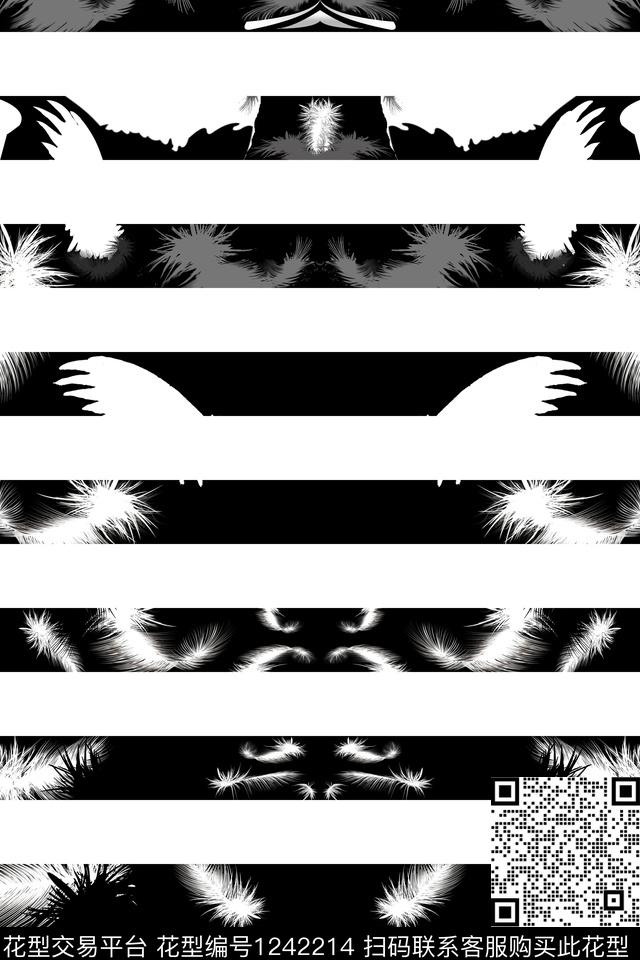 黑白条纹几何男装数码印花华亿平台下载（图片编号: 1242214） - 瓦栏（Walan）