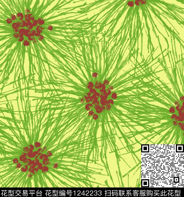 花卉炫彩线条数码印花华亿平台下载（图片编号: 1242233） - 瓦栏（Walan）