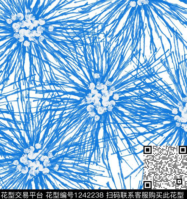 花卉炫彩线条数码印花华亿平台下载（图片编号: 1242238） - 瓦栏（Walan）