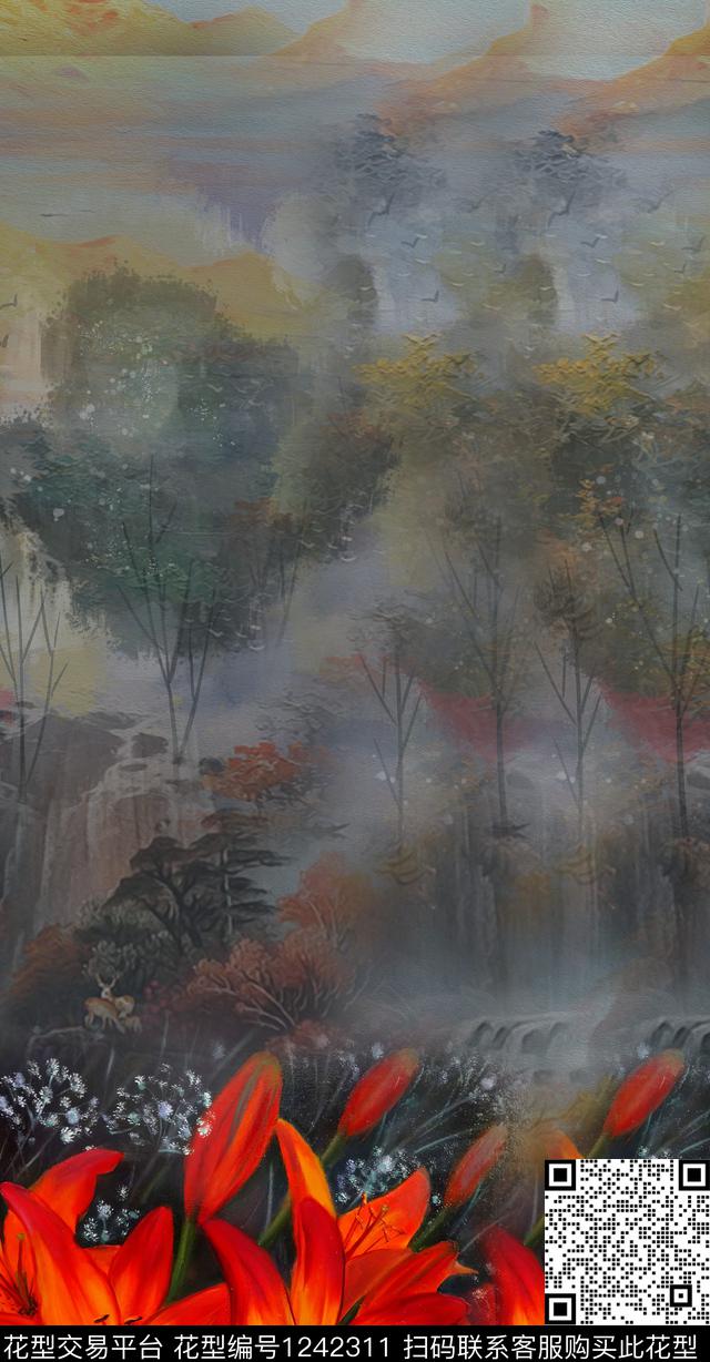 女装大花油画华亿平台数码印花华亿平台下载（图片编号: 1242311） - 瓦栏（Walan）