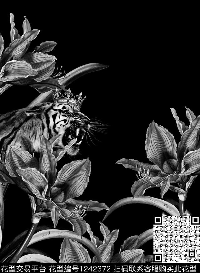 花卉定位花狮子数码印花华亿平台下载（图片编号: 1242372） - 瓦栏（Walan）