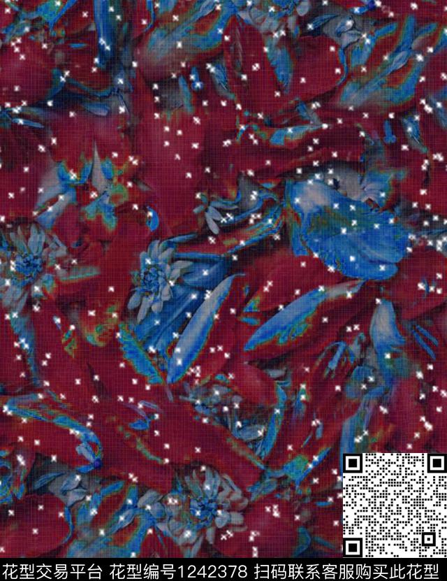 花卉大牌风布纹花卉数码印花华亿平台下载（图片编号: 1242378） - 瓦栏（Walan）