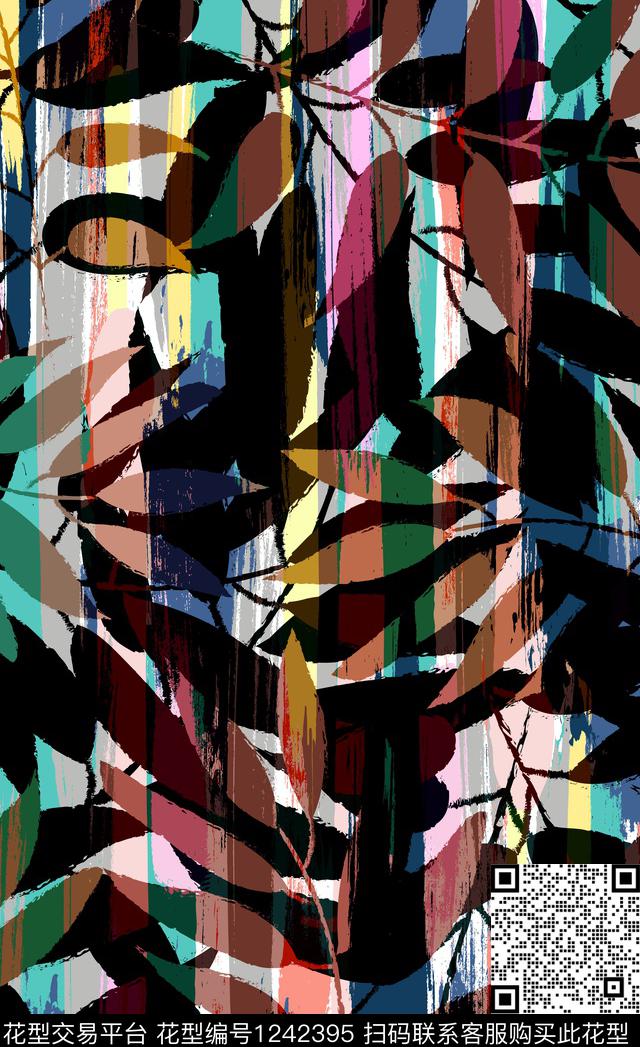 潮牌艺术植物数码印花华亿平台下载（图片编号: 1242395） - 瓦栏（Walan）